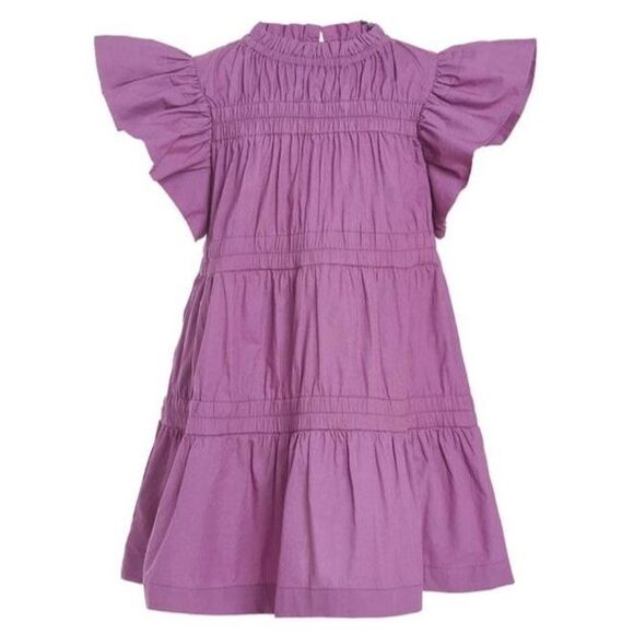 Sea New York Grils Tiered Flutter Sleeve DressSize 8Purple